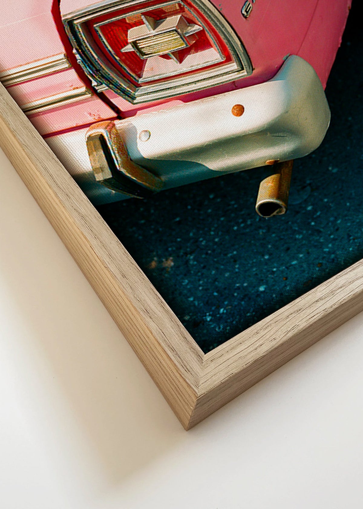 Cuadro vintage coche rosa clásico – Canvas detail
