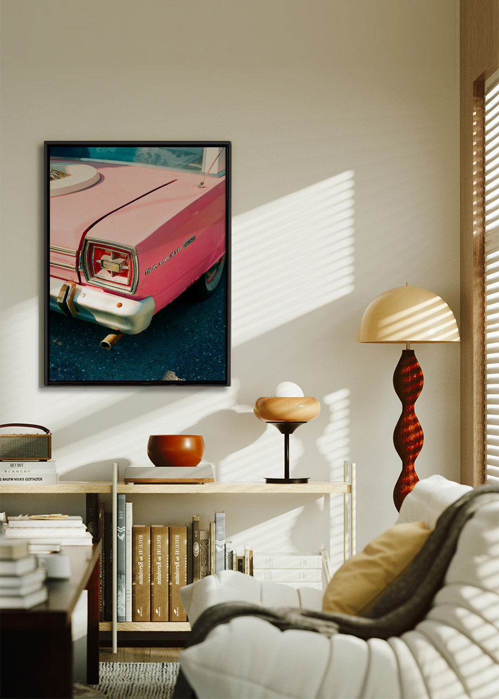 Cuadro vintage coche rosa clásico – Canvas2