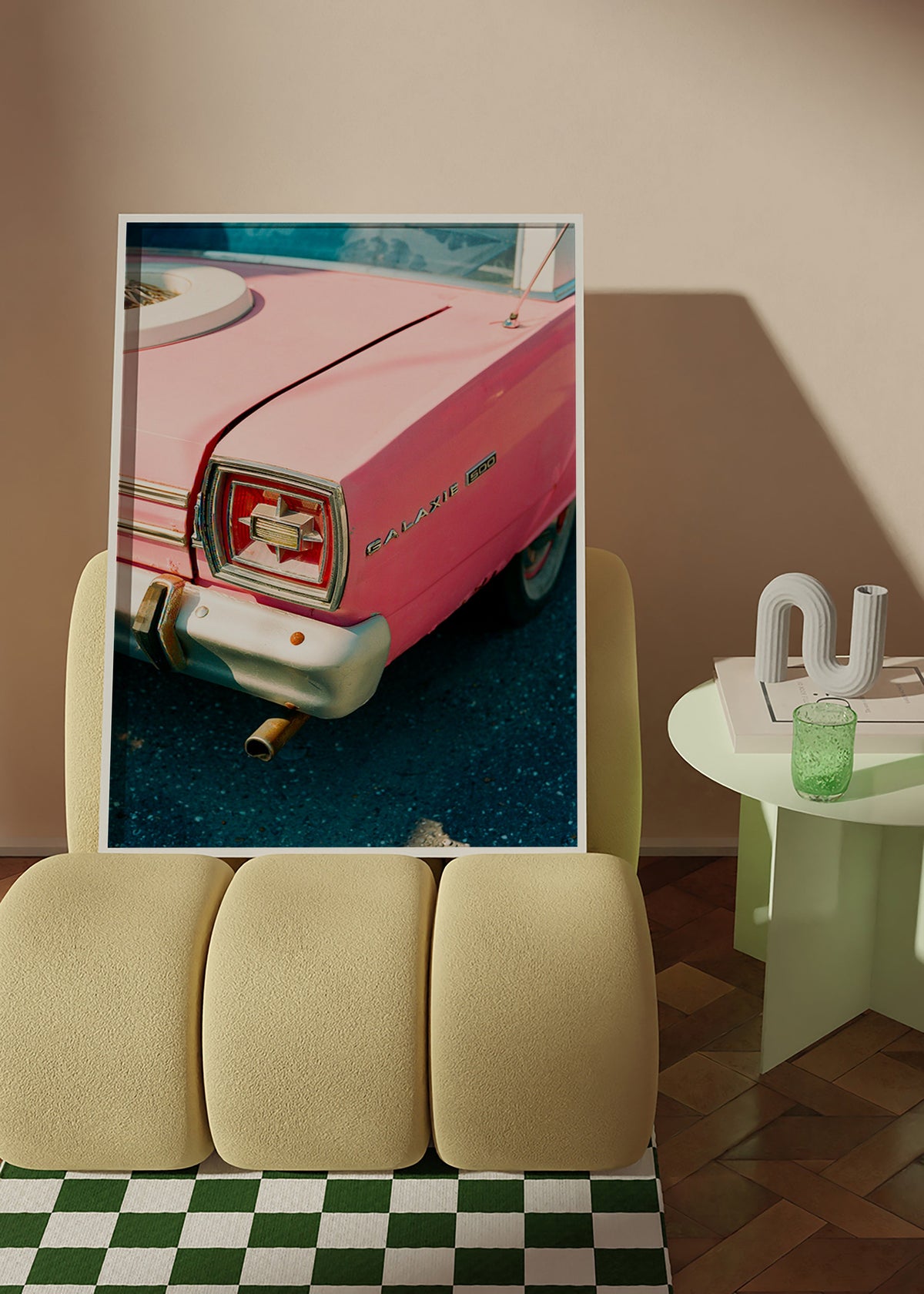 Cuadro vintage coche rosa clásico – Product2