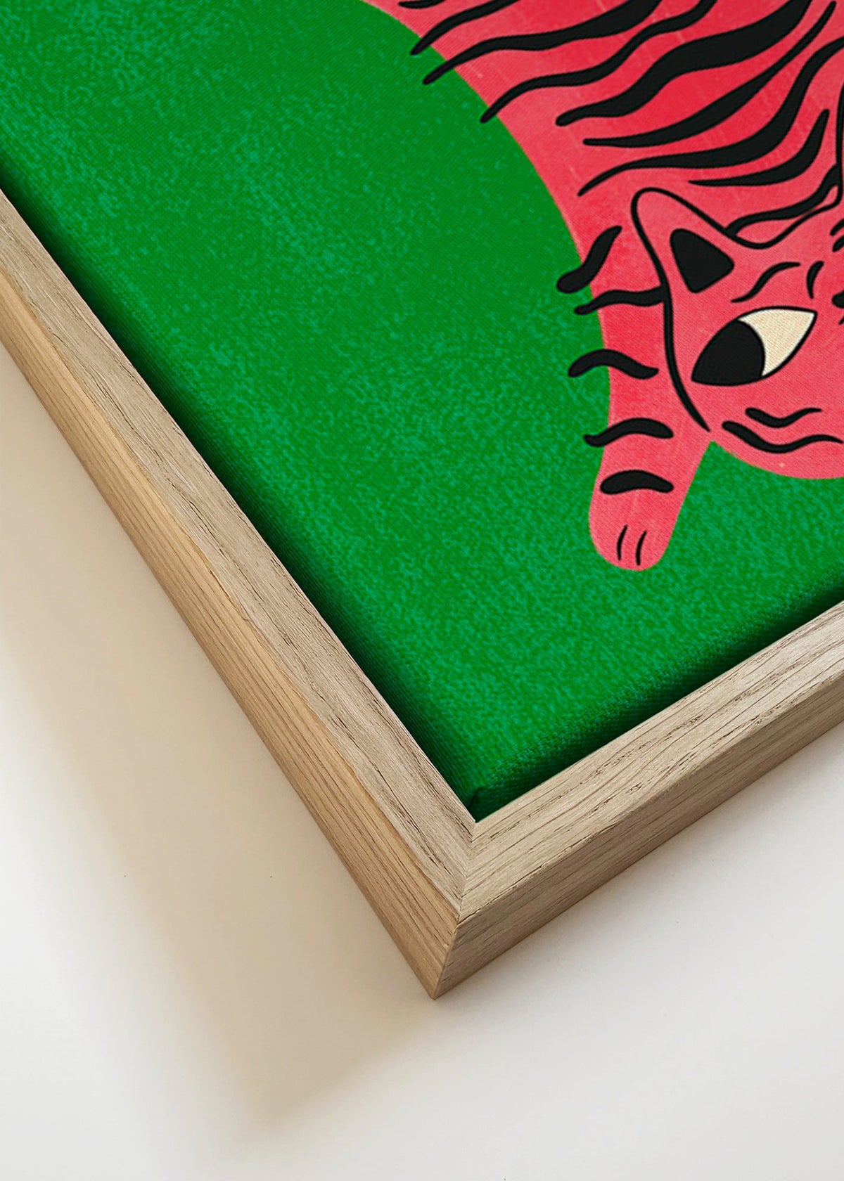 Cuadro gato rosa con rayas negras – Canvas detail