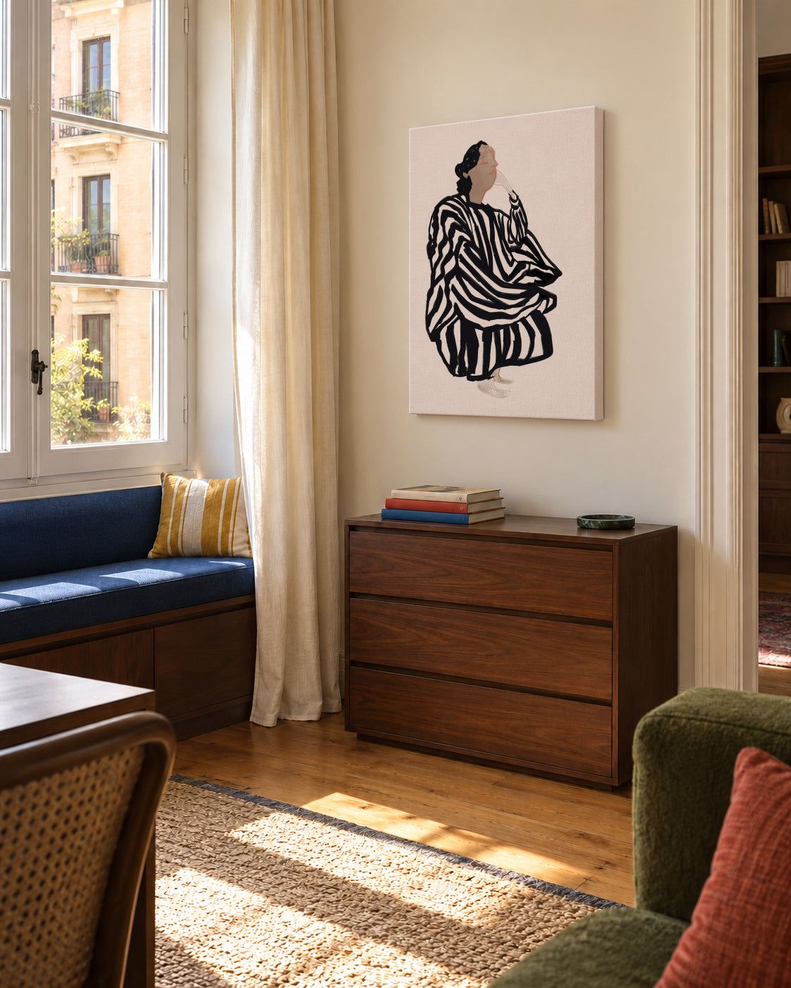 Female Figure 1 - Unframed canvas in an interior
