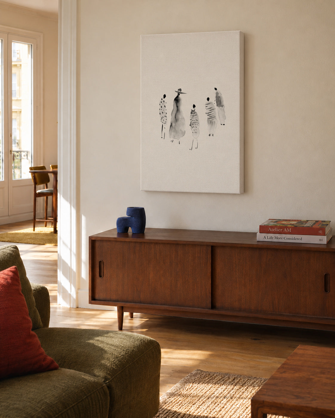 The People Going Out - Unframed canvas in an interior