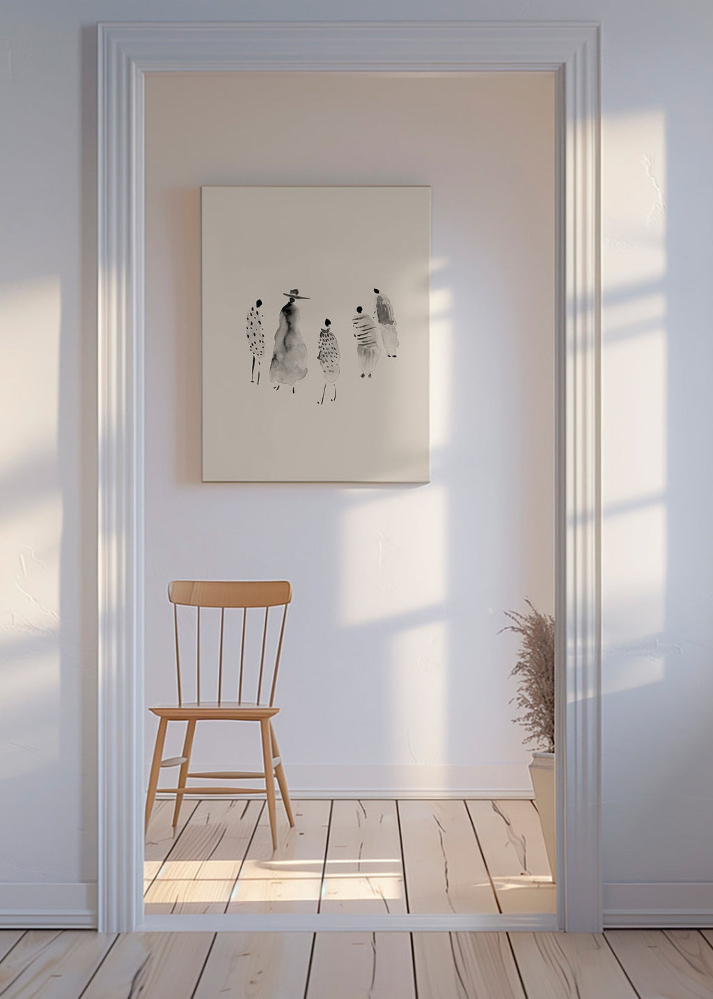 Ilustración de figuras en tinta minimalista – Canvas