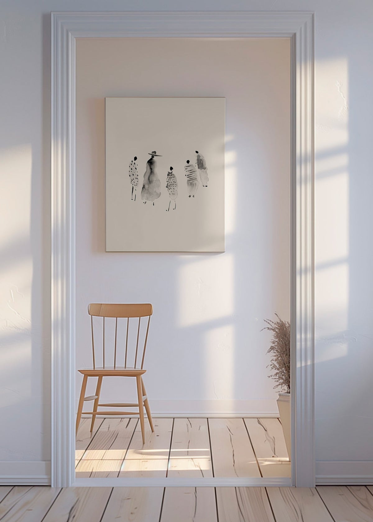 Ilustración de figuras en tinta minimalista – Canvas
