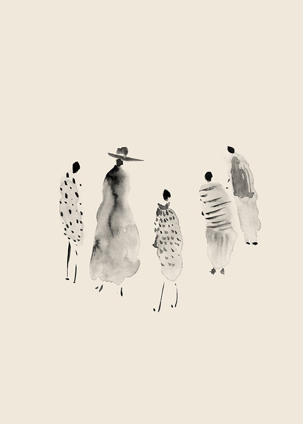 Ilustración de figuras en tinta minimalista