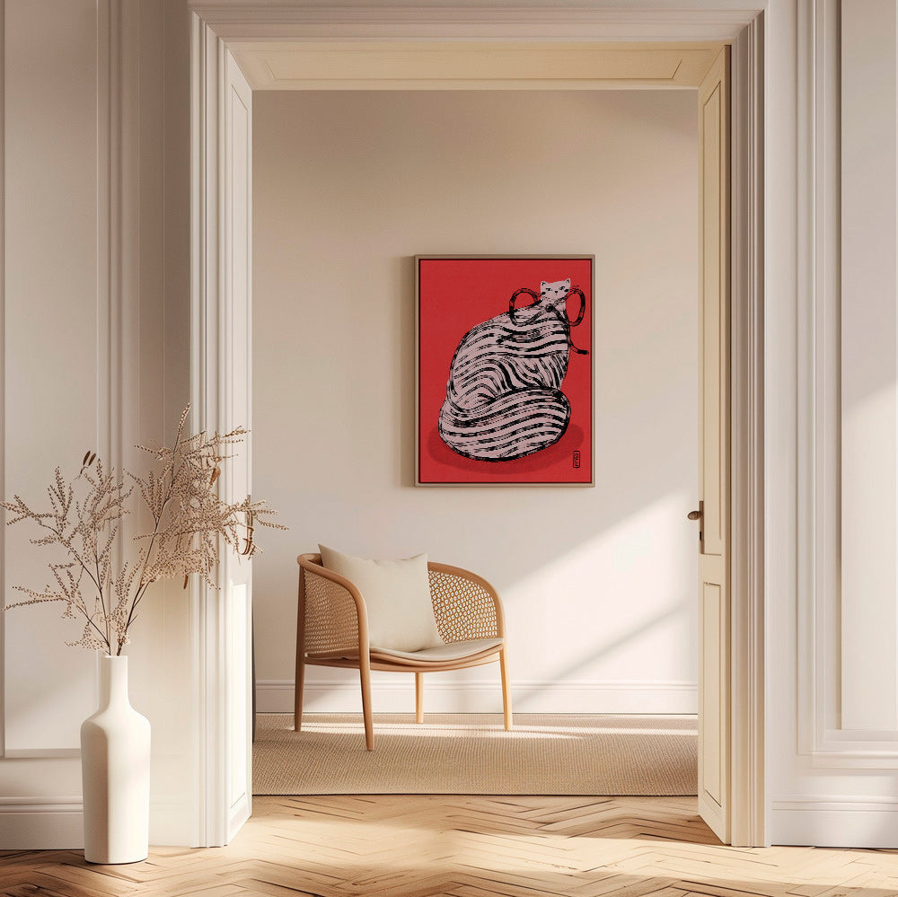 Cuadro gato rayado con toque gráfico – Canvas2