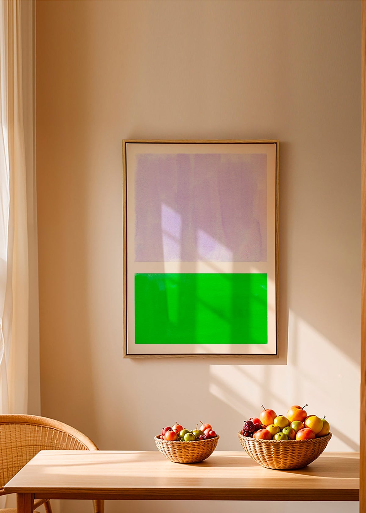 Cuadro abstracto lavanda y verde minimal – Canvas2