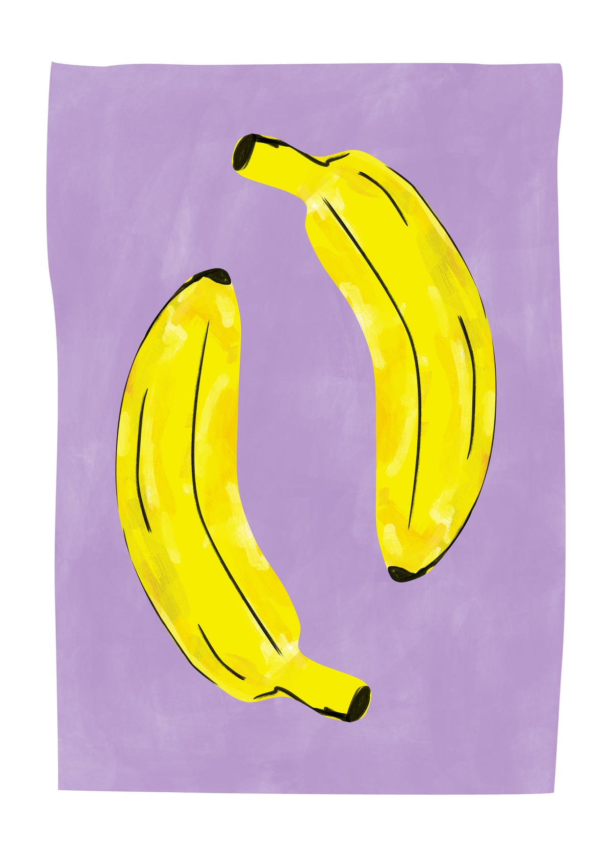 Two Vibrant Yellow Bananas - Unframed art print