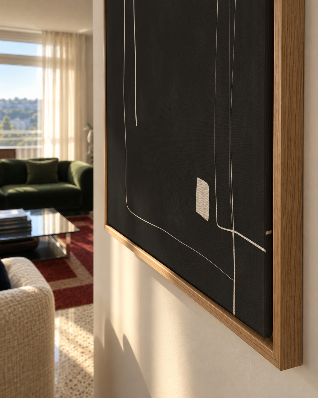 Minimal Linescape - Framed canvas detail