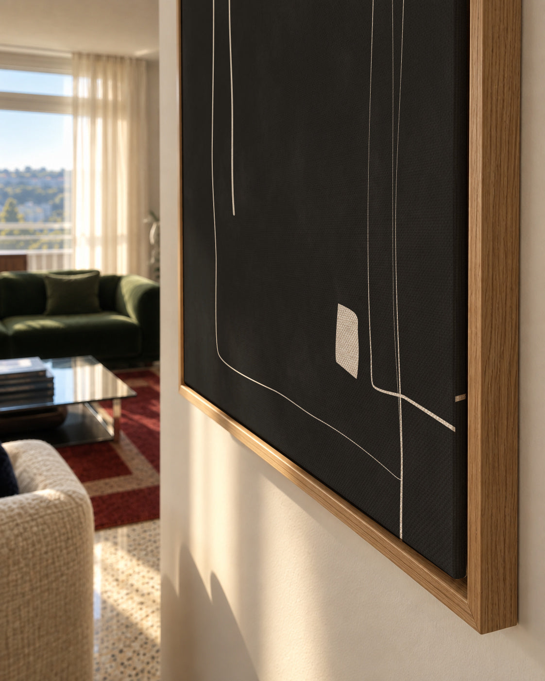 Minimal Linescape - Framed canvas detail