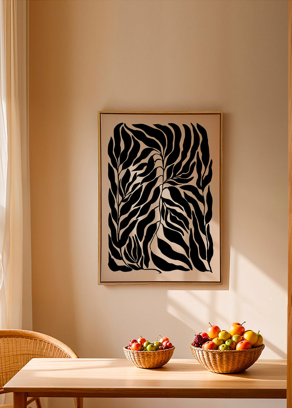Lámina botánica hojas en silueta negra – Canvas2