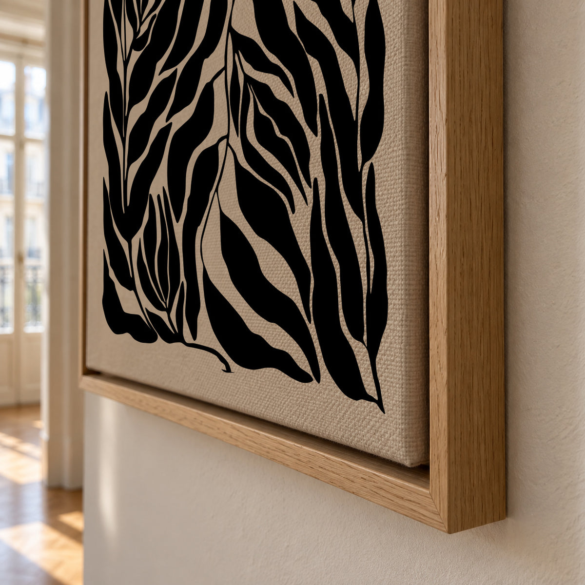 Black Leaf Silhouettes - Framed canvas detail