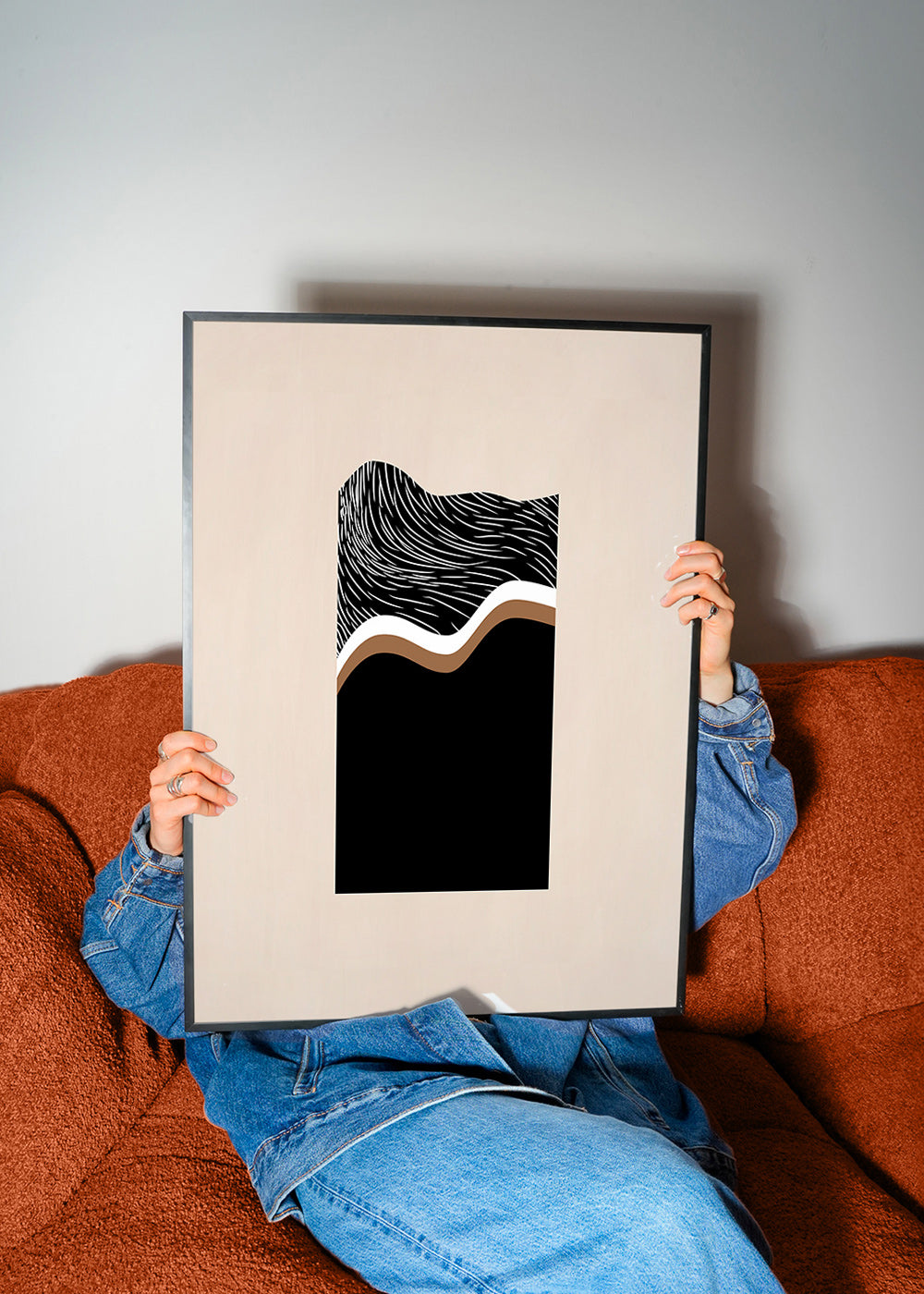 Cuadro abstracto con ondas monocromas – Product3