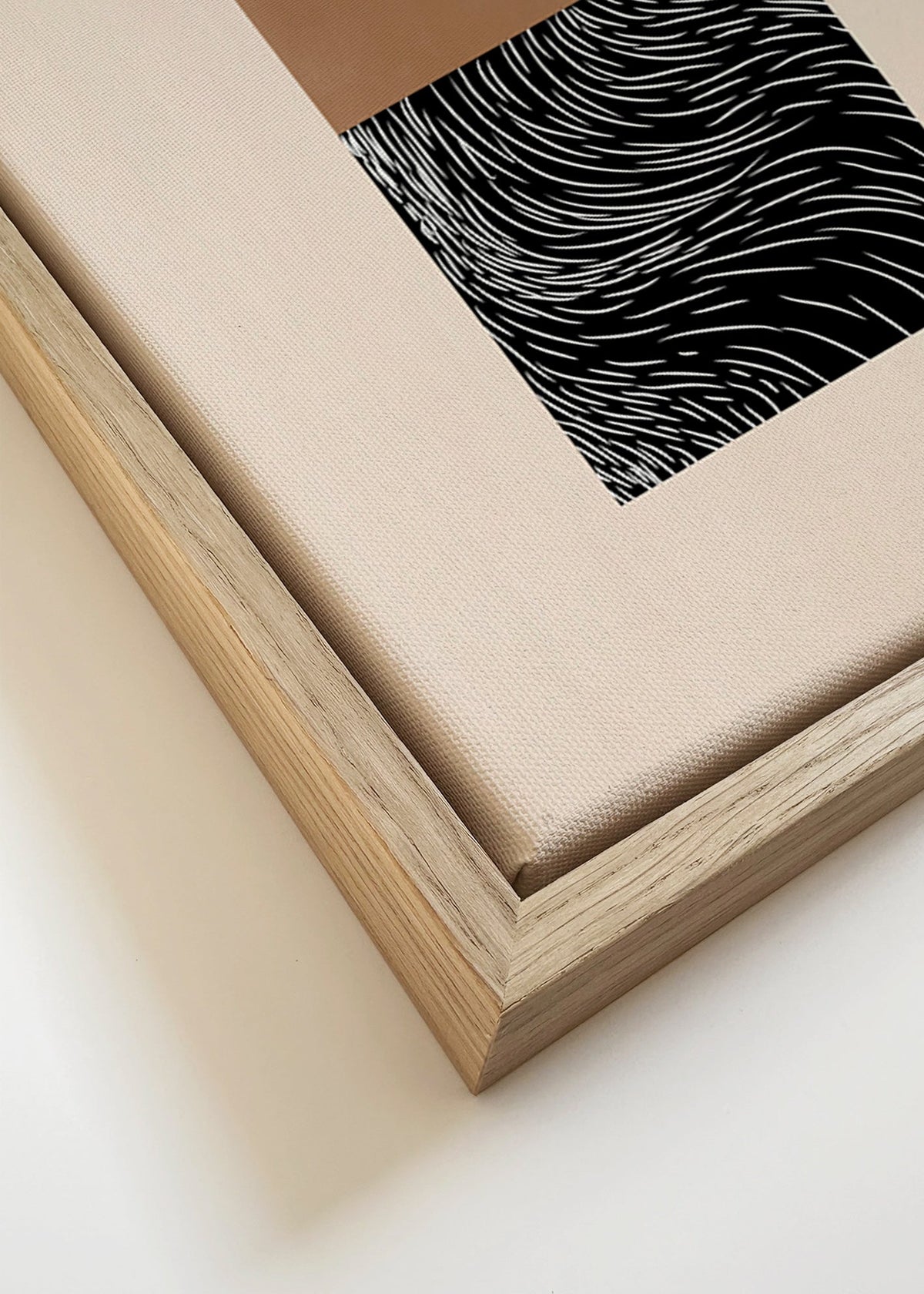 Cuadro geométrico con dos bloques texturizados – Canvas detail