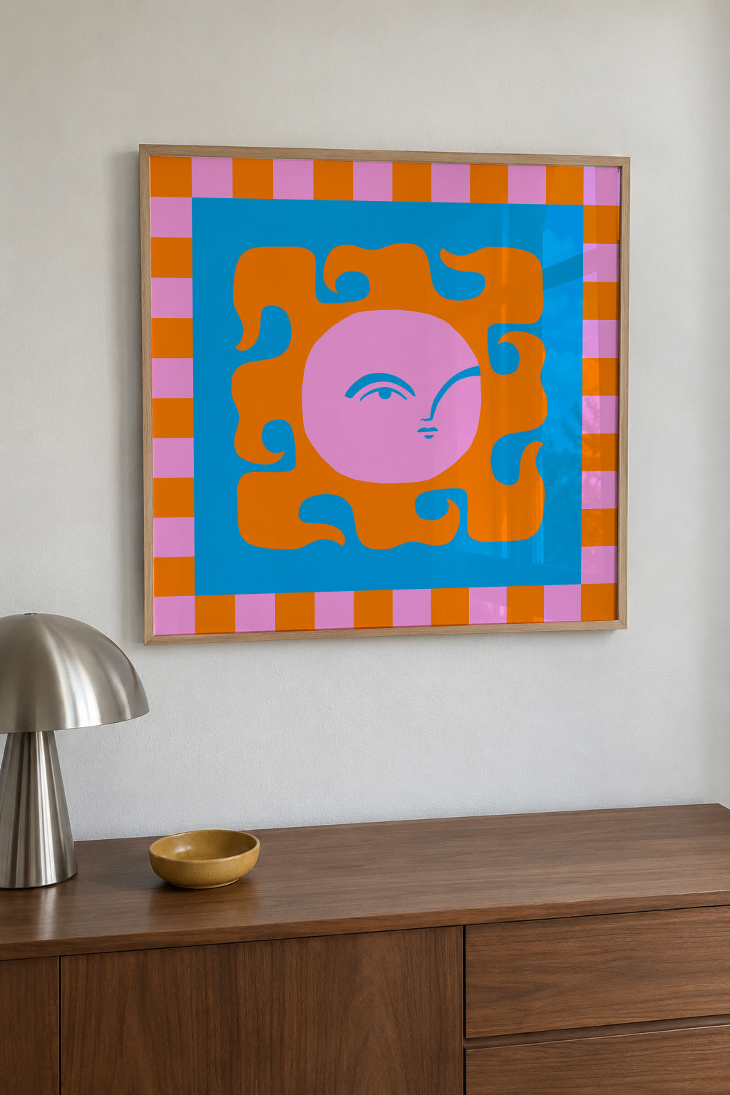 Sun Playful Gaze - Framed poster in an interior