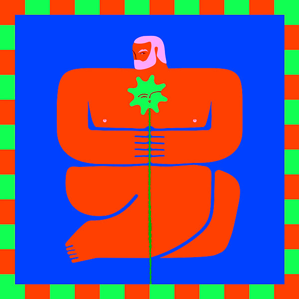 Ilustración de figura sosteniendo flor