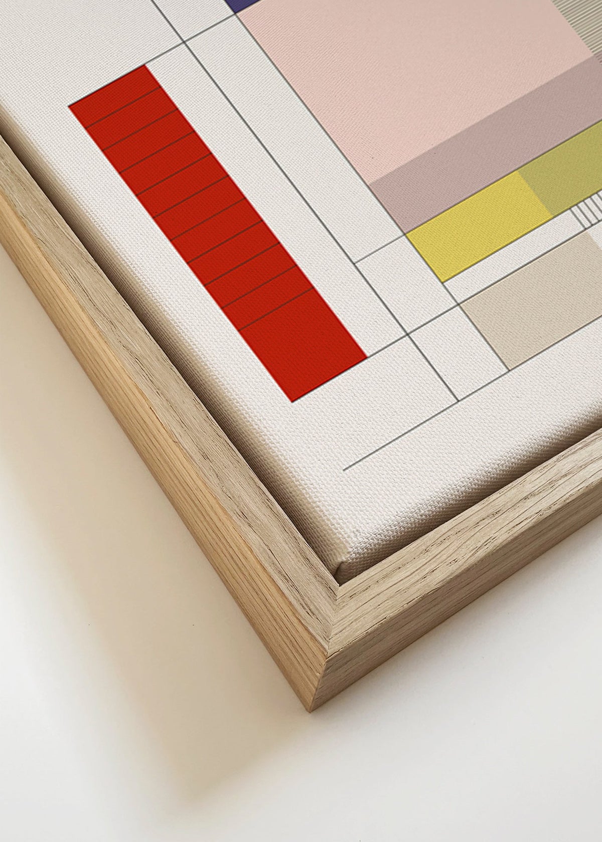 Cuadro geométrico con bloques y líneas – Canvas detail