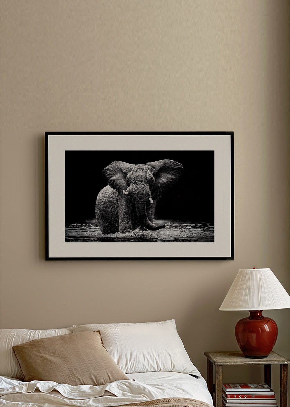Cuadro elefante en agua, retrato en blanco y negro – Product3
