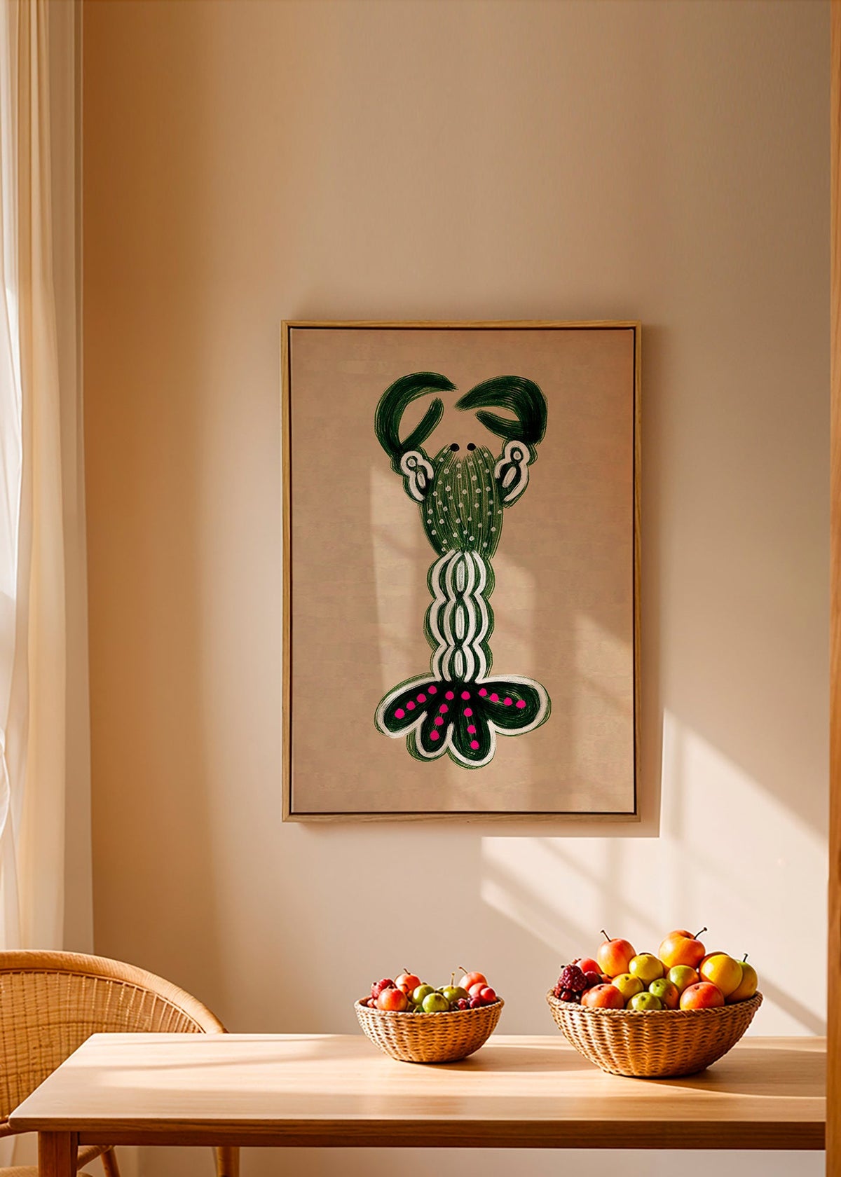 Cuadro de langosta verde ilustrada – Canvas2
