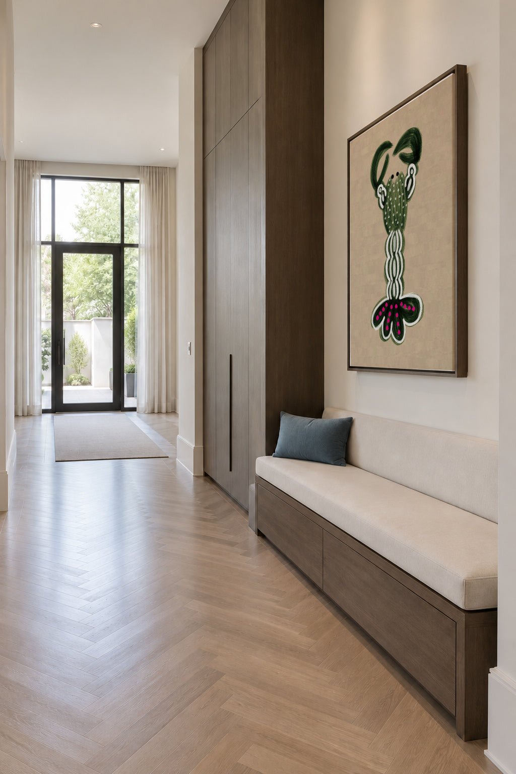 GREEN LOBSTER - Framed canvas in an interior