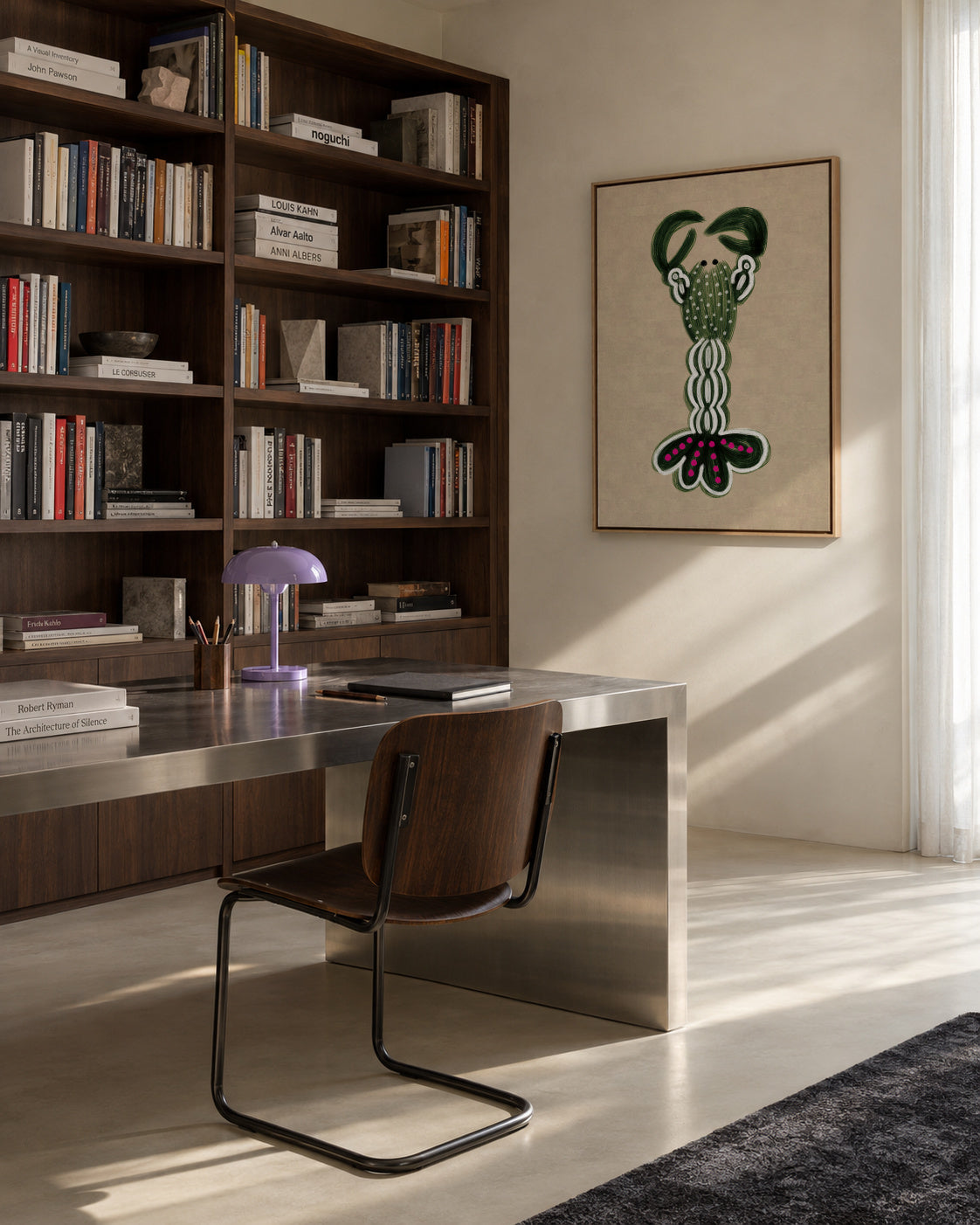 GREEN LOBSTER - Framed canvas in an interior