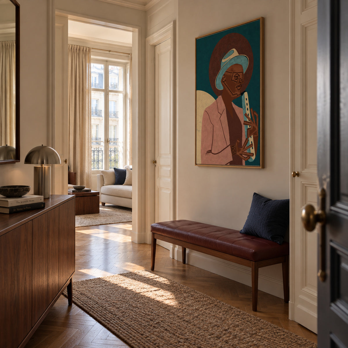MUSICIAN GUY XIII - Framed canvas in an interior