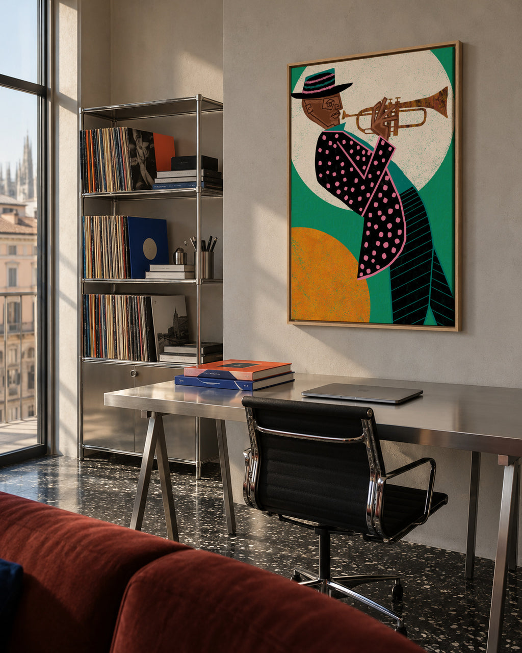 MUSICIAN GUY I - Framed canvas in an interior