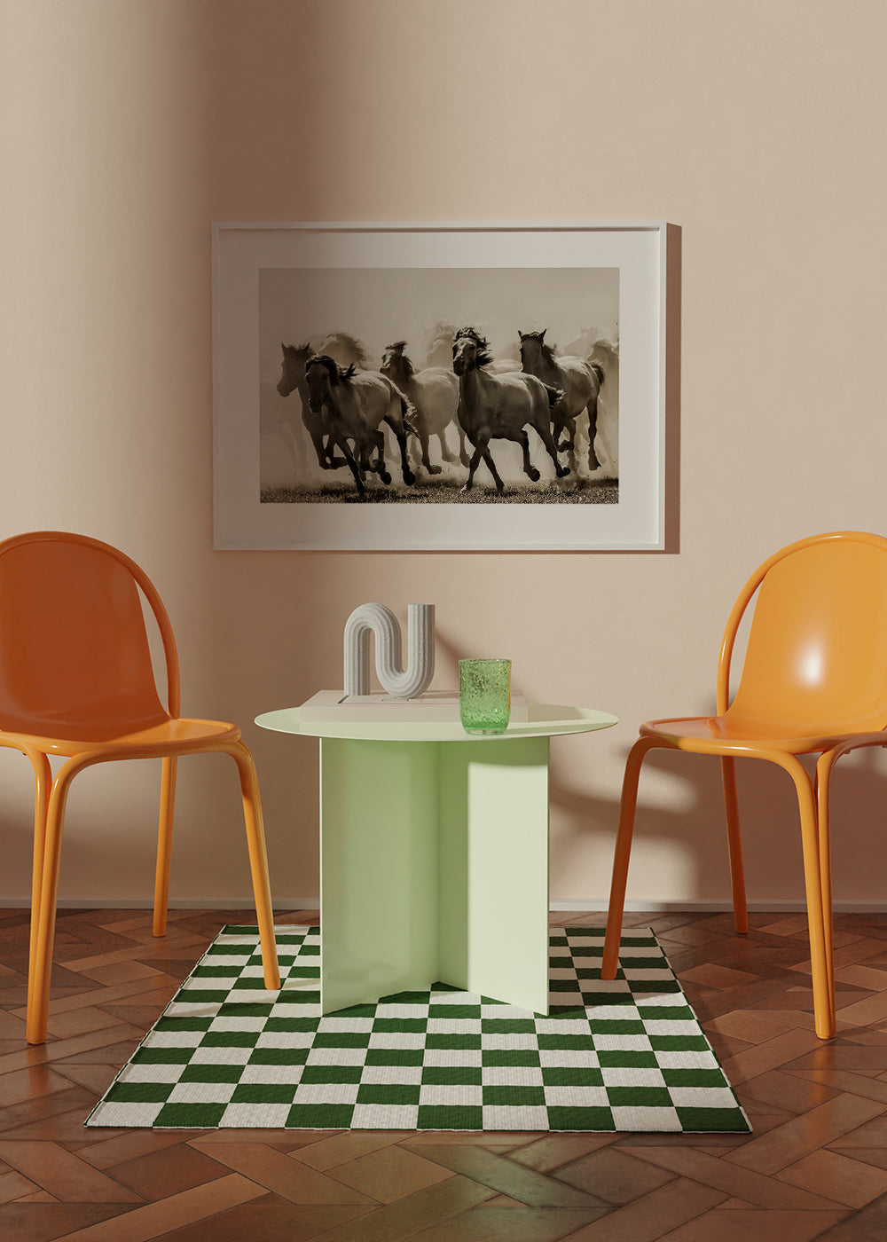Cuadro caballo en estampida sepia – Product2