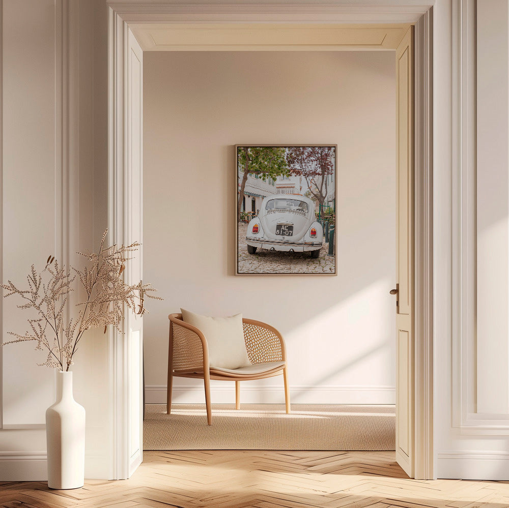 Cuadro de ciudades con coche clásico en empedrado – Canvas1