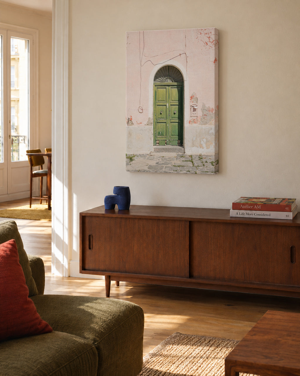 The Green Door - Unframed canvas in an interior