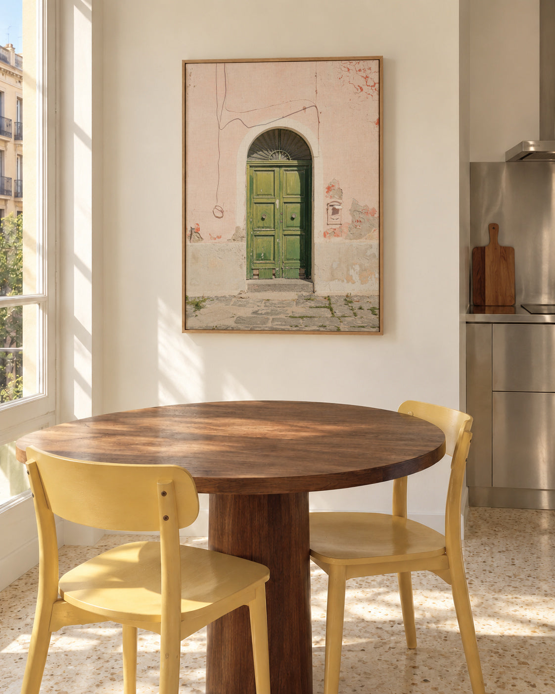 The Green Door - Framed canvas in an interior