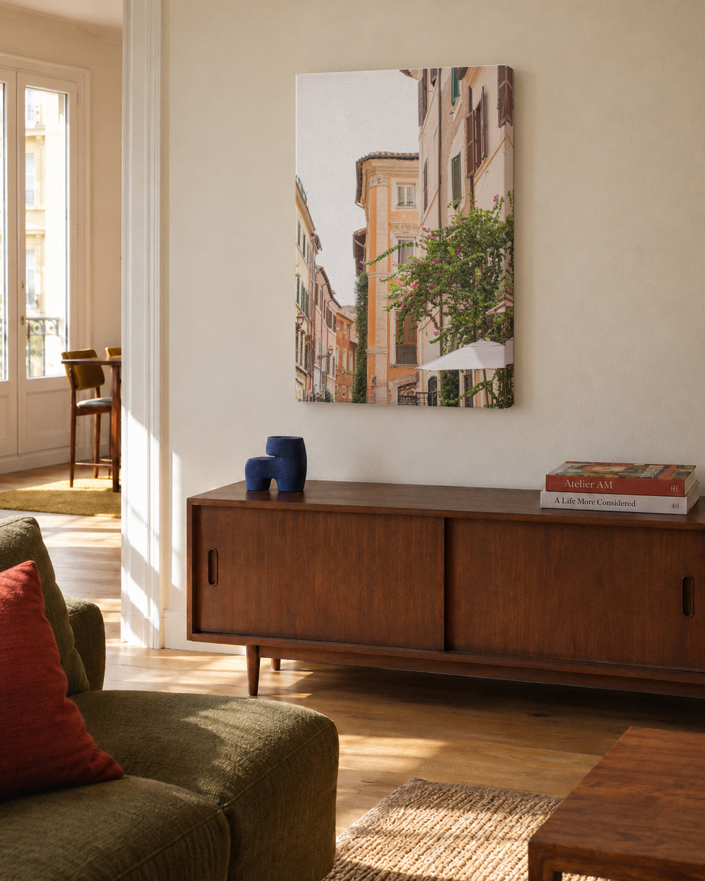 Streets of Rome - Unframed canvas in an interior