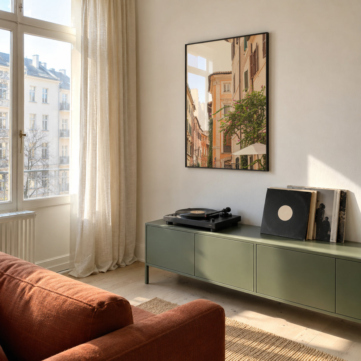 Streets of Rome - Framed poster in an interior