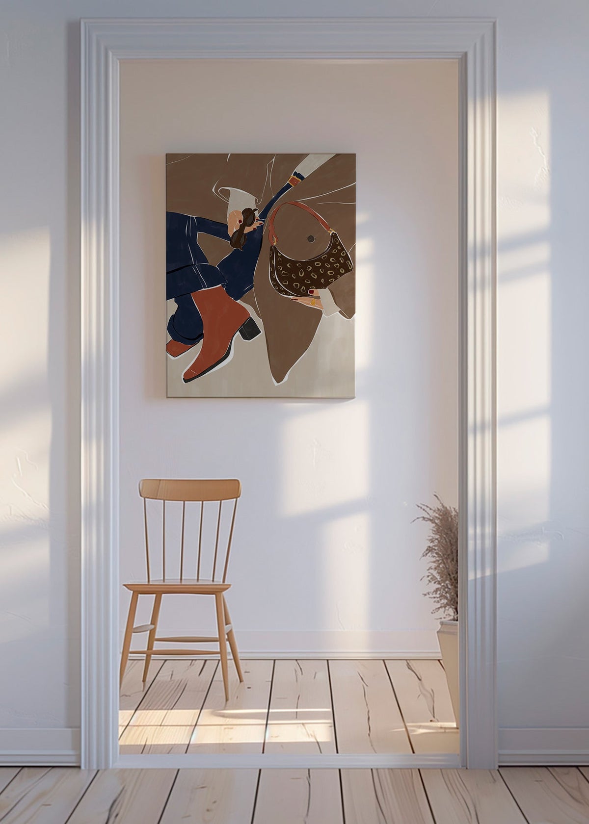 Ilustración de moda con bolso y botas – Canvas