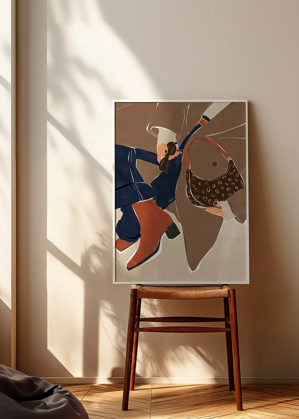 Ilustración de moda con bolso y botas – Product1