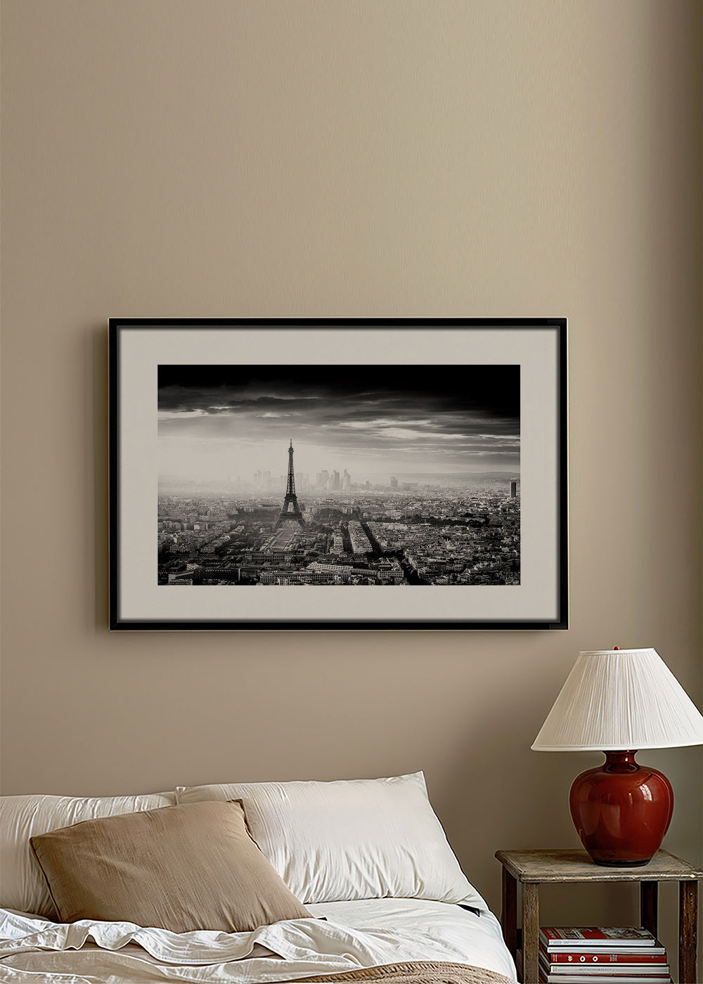 Cuadro de ciudades: París y la Torre Eiffel en blanco y negro – Canvas2