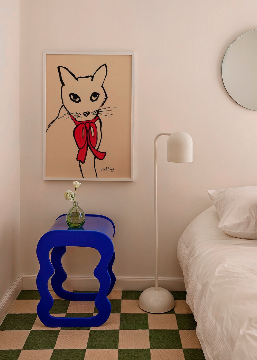 Cuadro gato con lazo rojo y trazo suelto – Product3