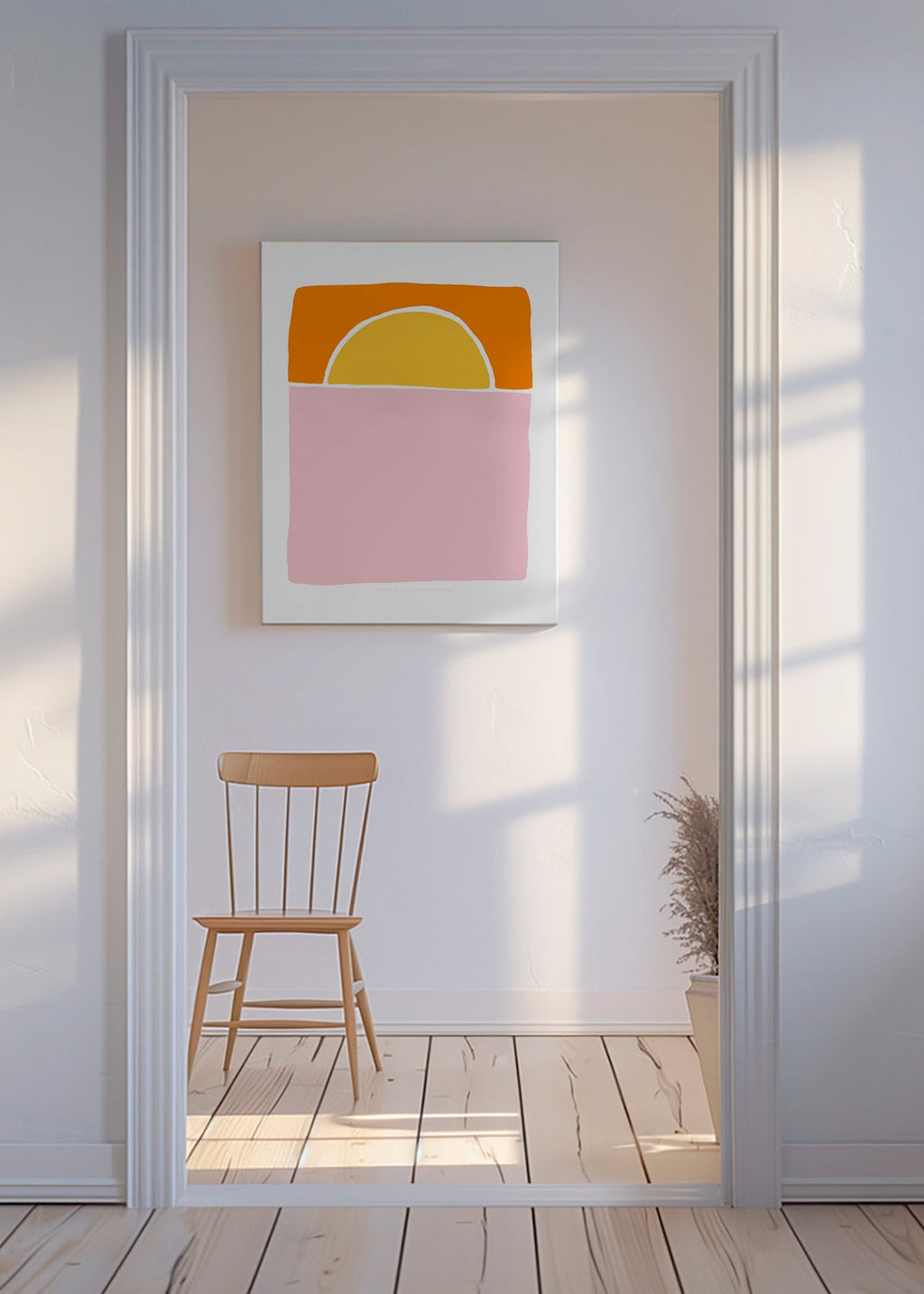 Cuadro abstracto semicírculo rosa y naranja – Canvas