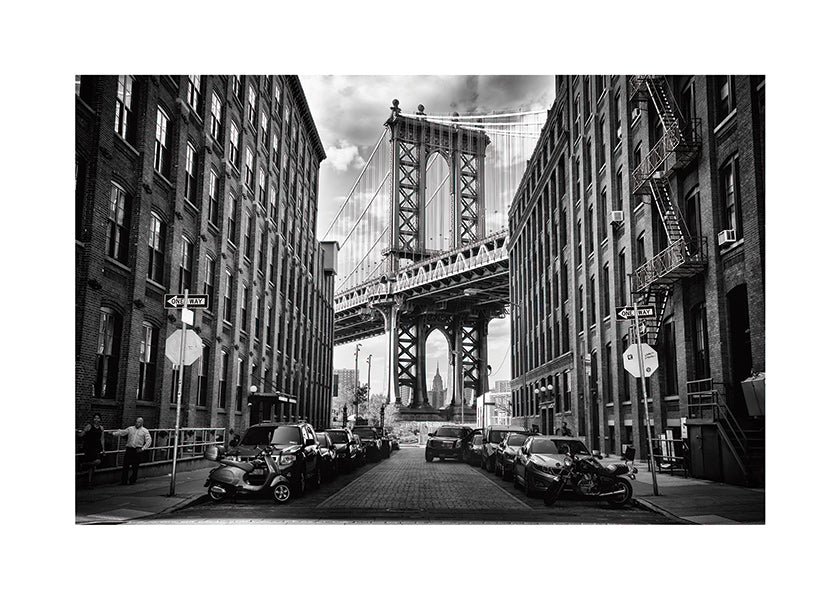 Cuadro de ciudades: Manhattan Bridge en blanco y negro