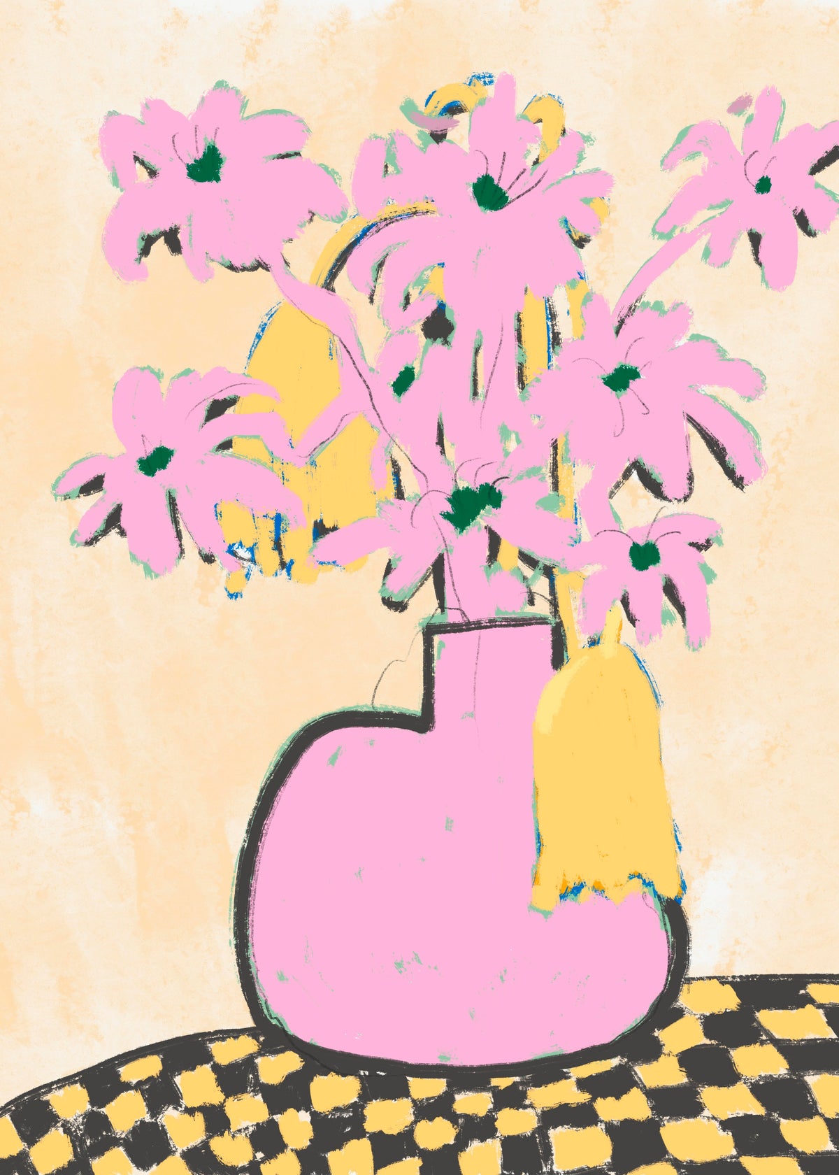 Pink Flowers In A Vase - Unframed art print