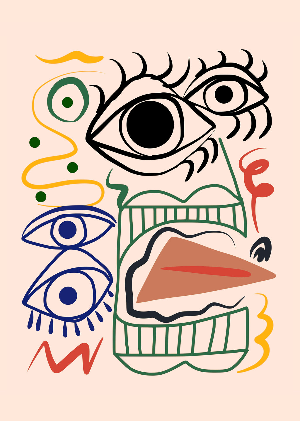 Line Art Bizarre Totem - Unframed art print