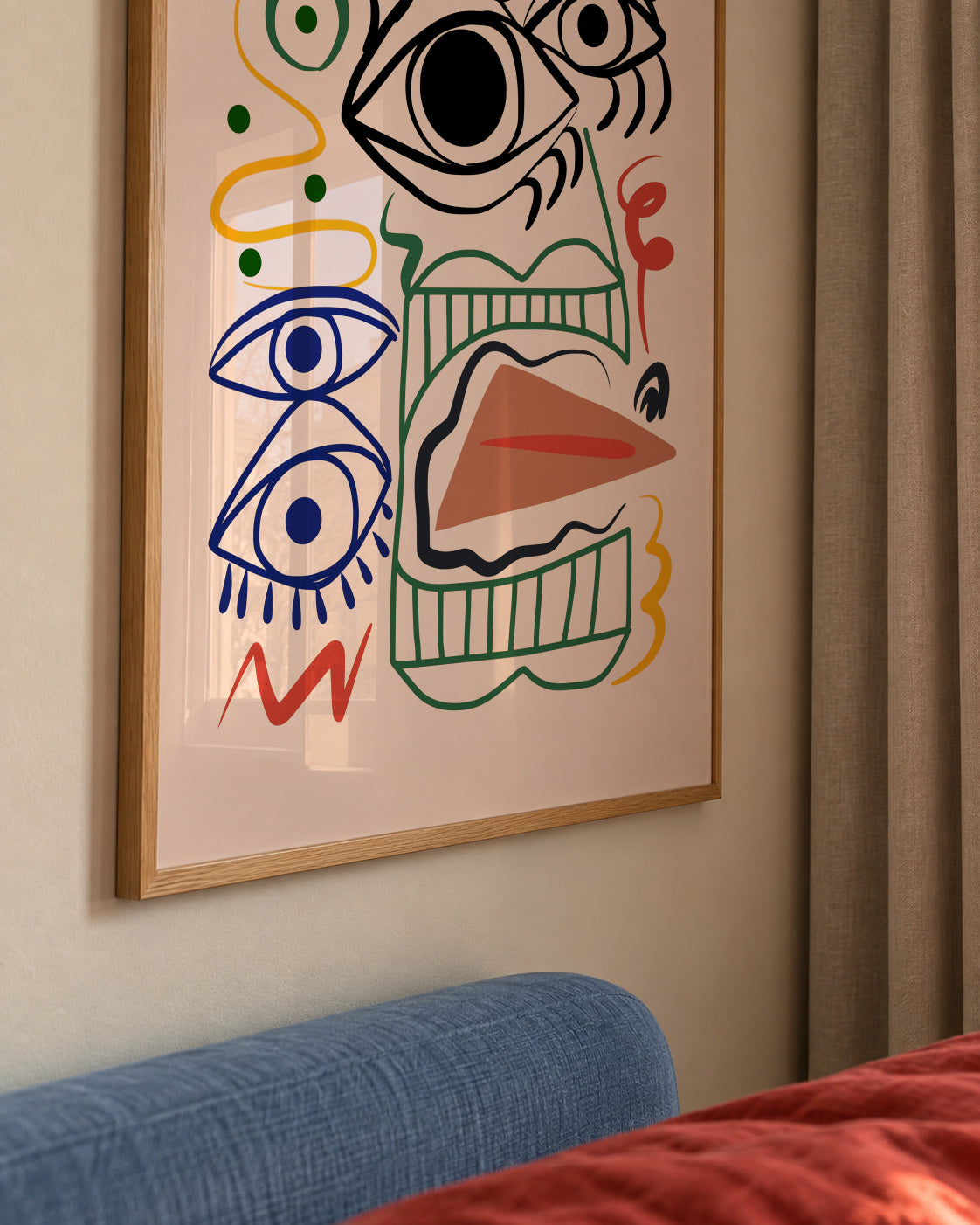 Line Art Bizarre Totem - Framed poster detail