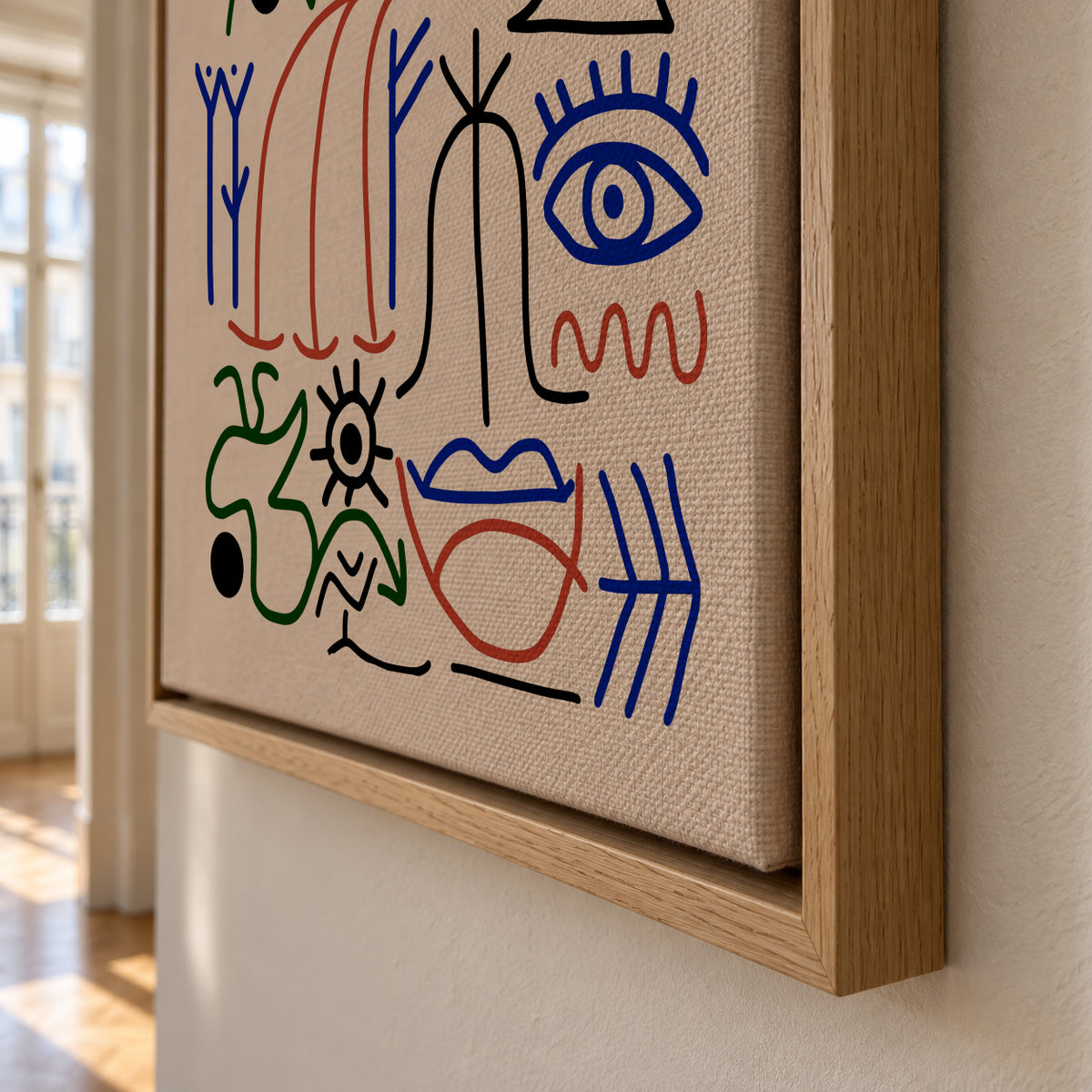 Line Art Bizarre Ancient Symbol - Framed canvas detail