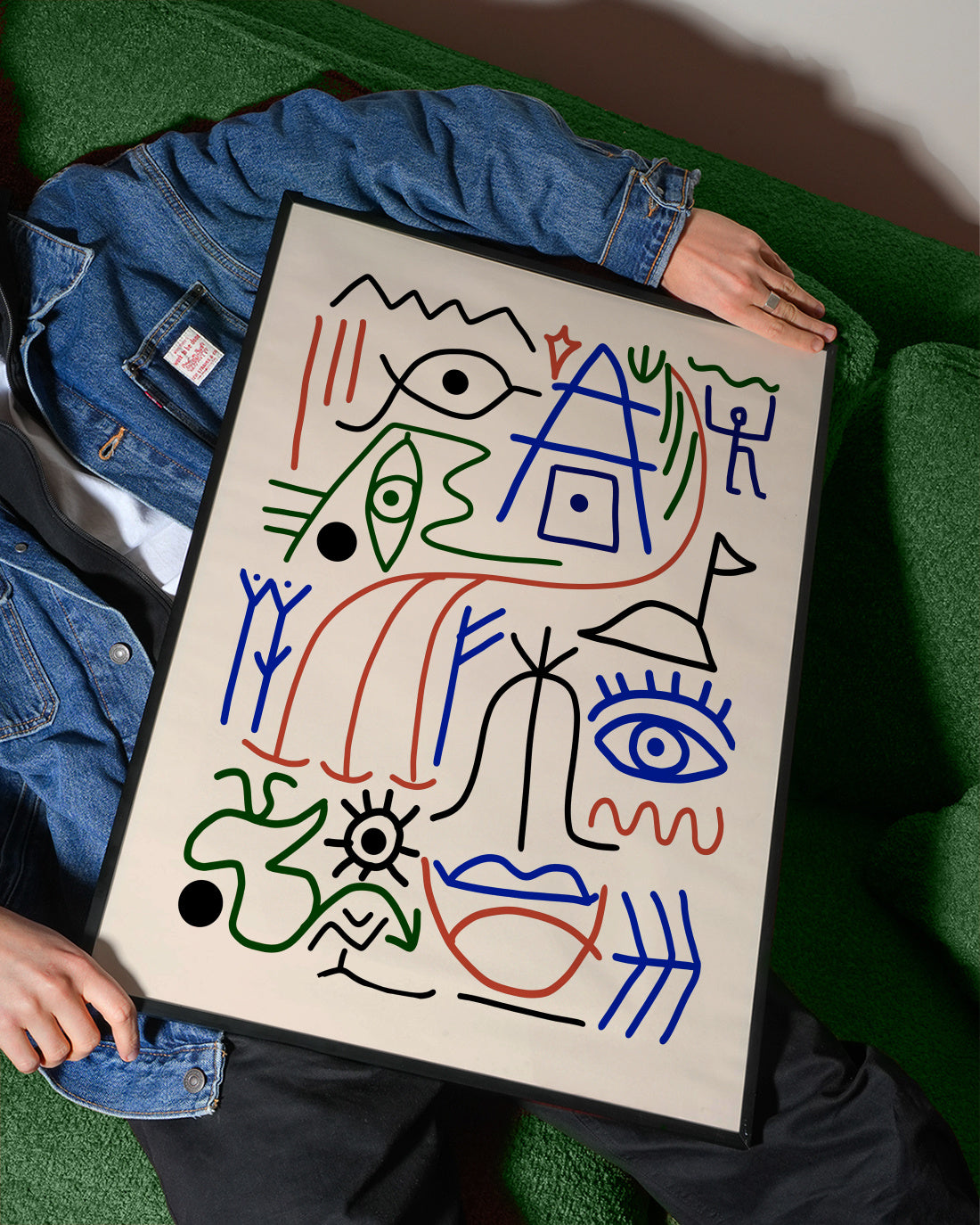 Line Art Bizarre Ancient Symbol - Framed poster detail
