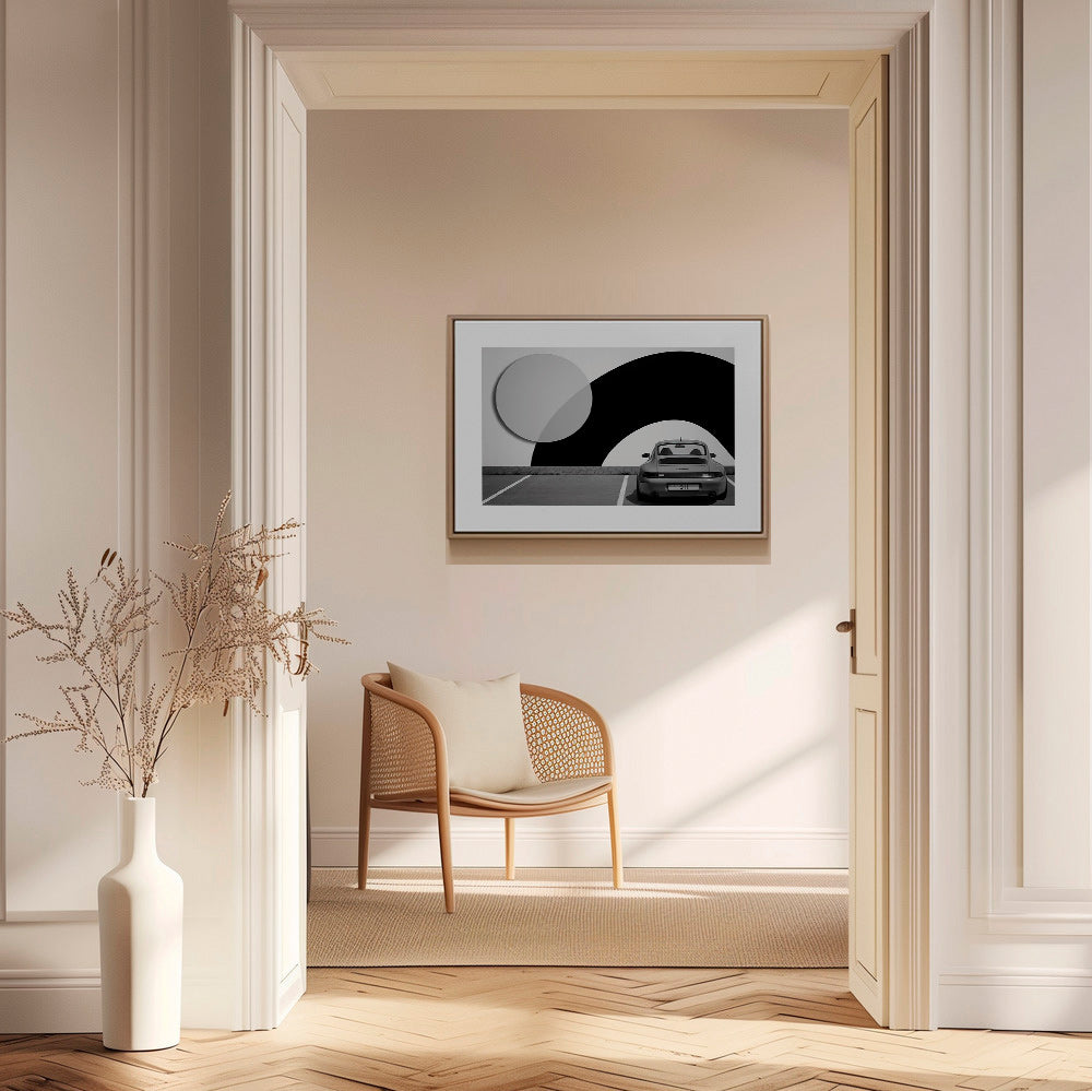 Fotografía Porsche 911 con mural geométrico – Canvas2