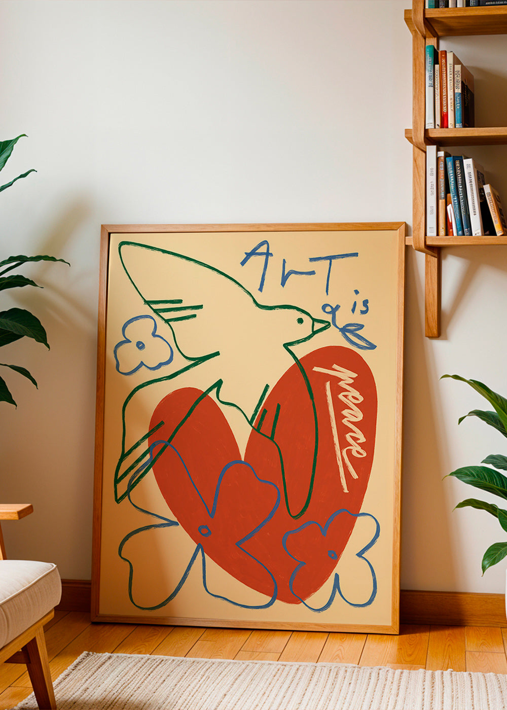 Ilustración de paloma y corazón trazos sueltos – Product2