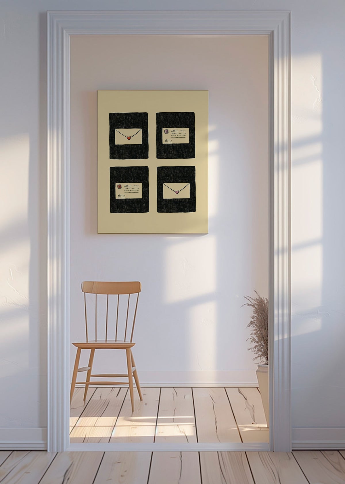 Ilustración cartas de amor en cuatro marcos – Canvas