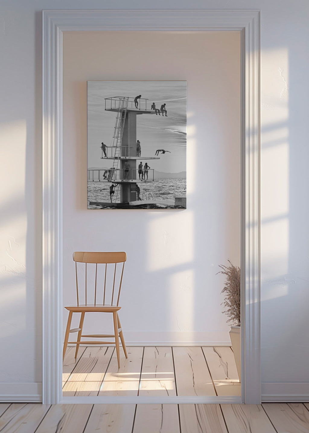 Fotografía de trampolín y saltos en costa – Canvas