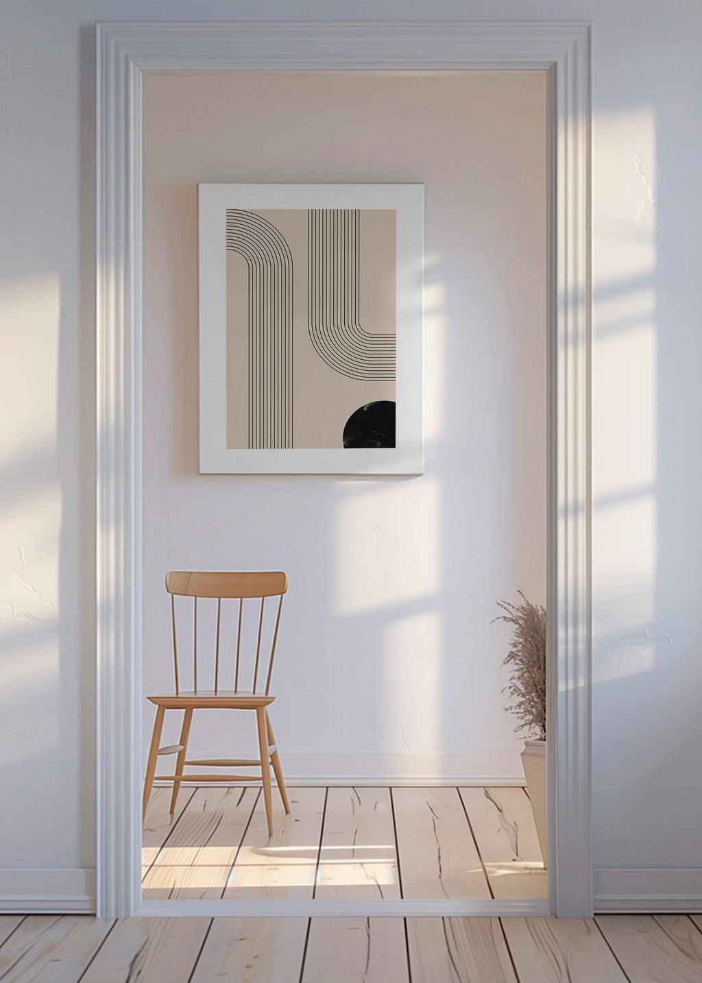 Cuadro minimalista con líneas arqueadas – Canvas