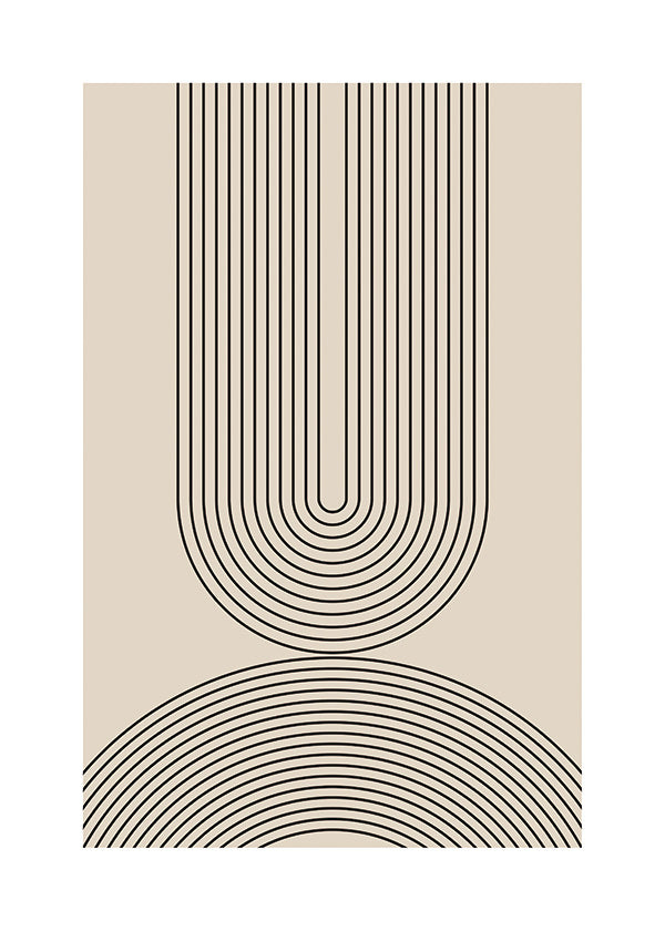 Cuadro minimalista de líneas arqueadas en beige